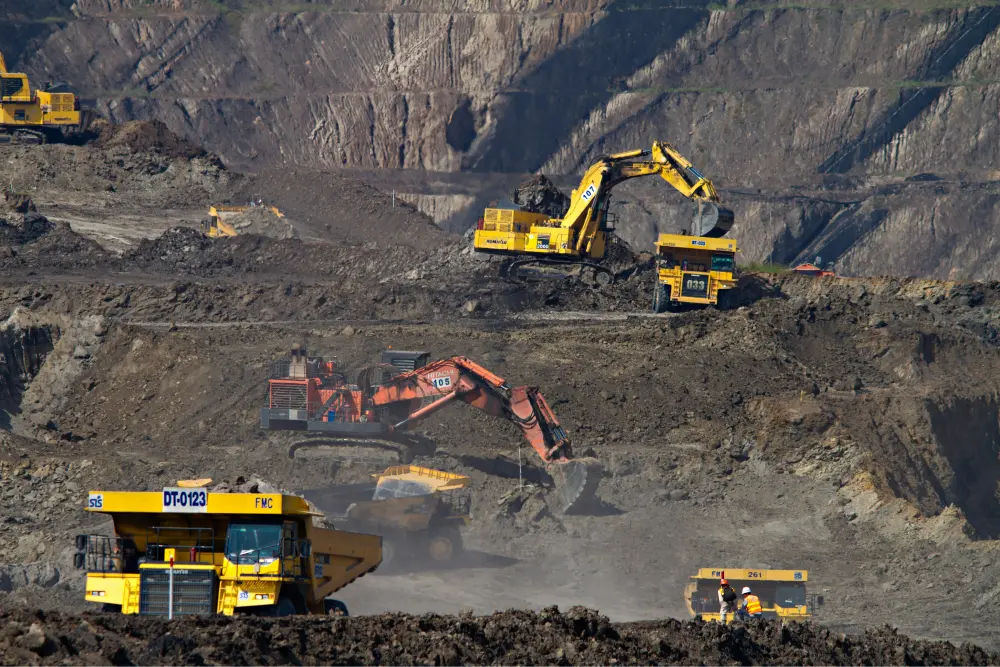 Mining site with heavy machinery